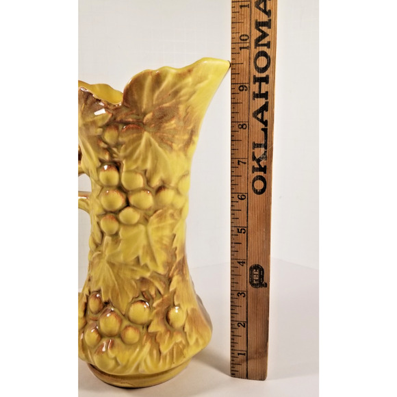 Golden Grapes & Woodland Whispers — Vintage Grapevine McCoy Pitcher Vase 9 1/2" - Picture 7 of 9